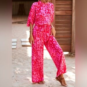 Vibrant Pink Wide Leg Jumpsuit